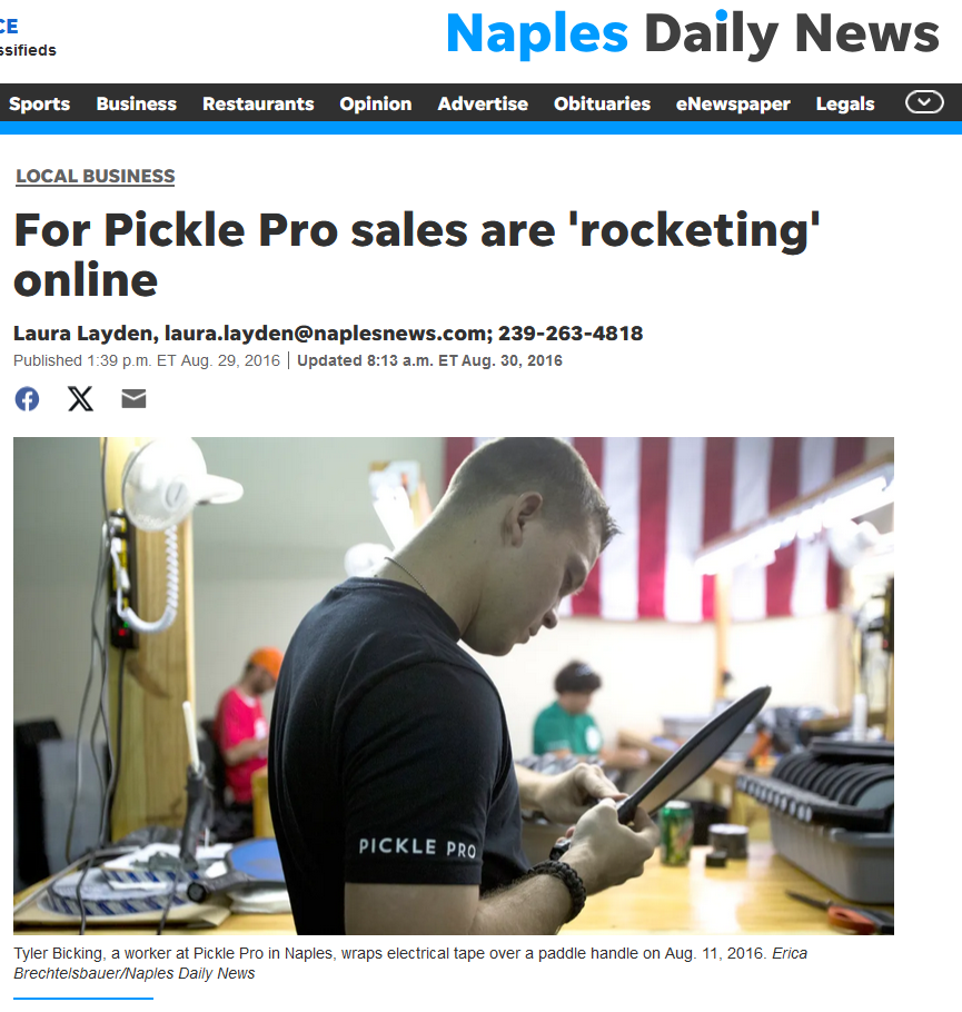 Naples Daily News front page of the business section featuring one of Todd Pree’s companies, highlighting his impact on innovation and entrepreneurship.